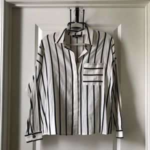 Lulu’s | Off- White Striped Long Sleeve Button Up